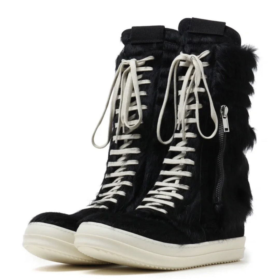 Rick Owens Black Pony Hair Cargobasket - DopestKickz