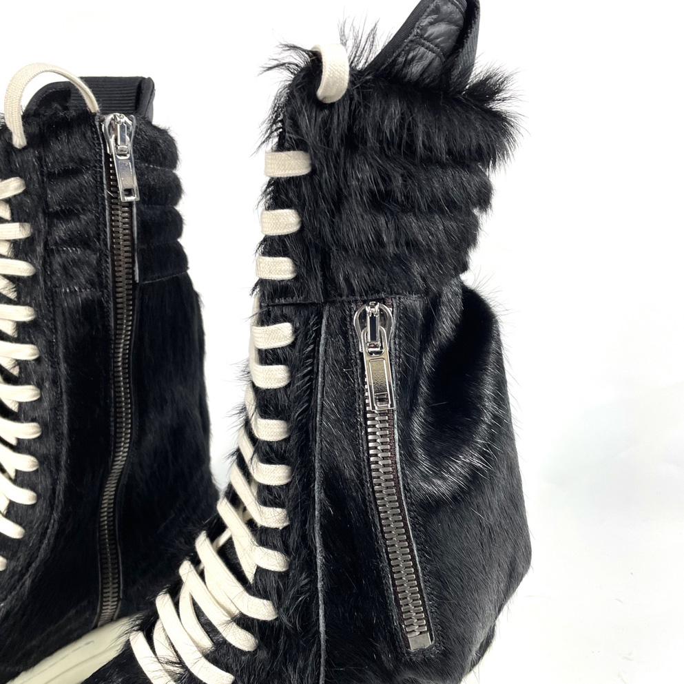 Rick Owens Black Pony Hair Cargobasket - DopestKickz