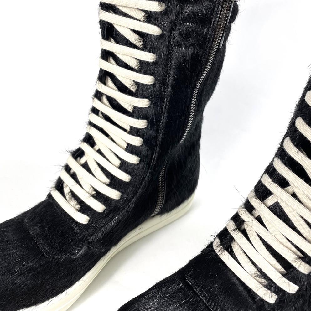 Rick Owens Black Pony Hair Cargobasket - DopestKickz