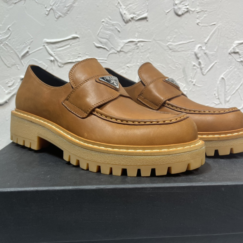 Prada Leather Loafers In Brown - DopestKickz