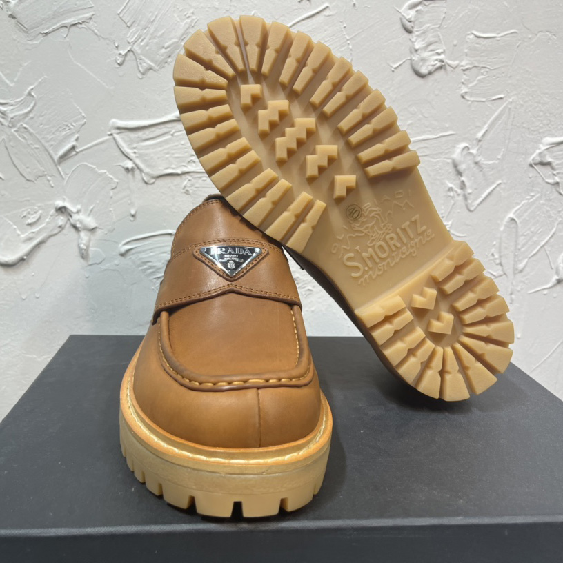 Prada Leather Loafers In Brown - DopestKickz