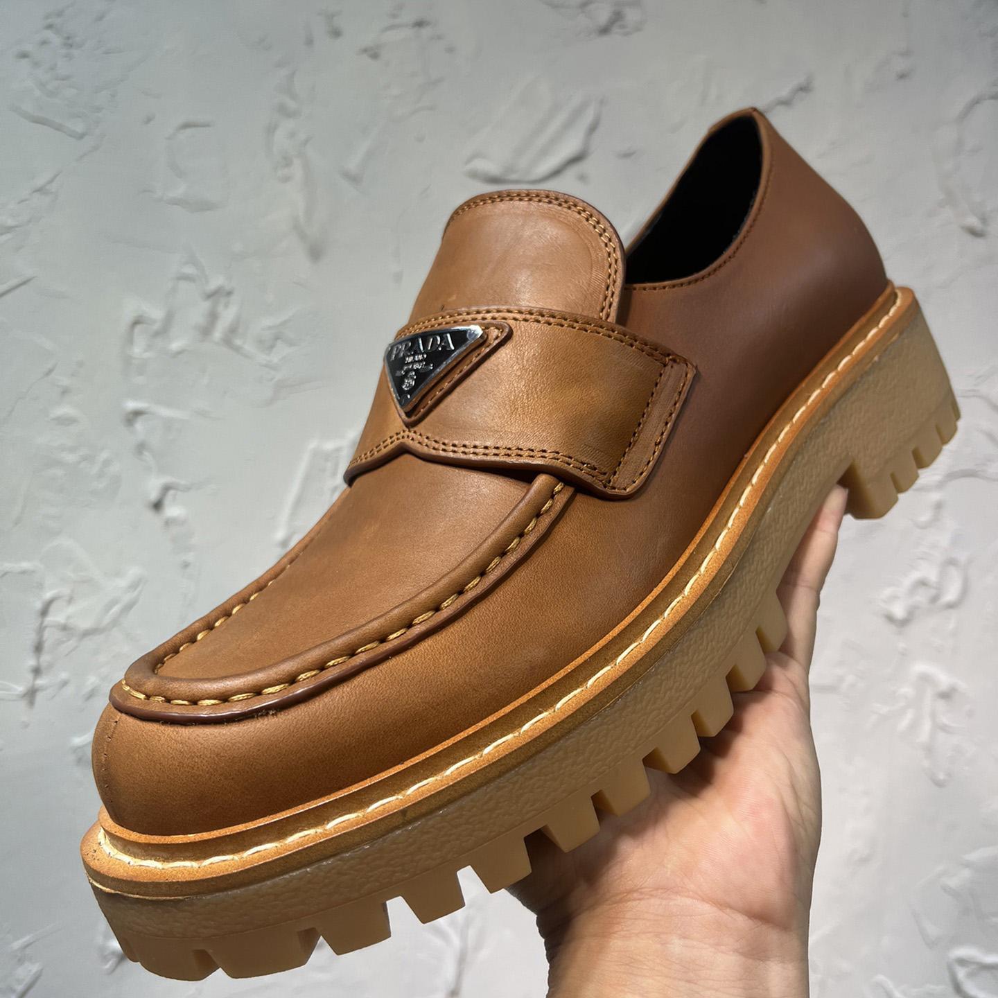 Prada Leather Loafers In Brown - DopestKickz