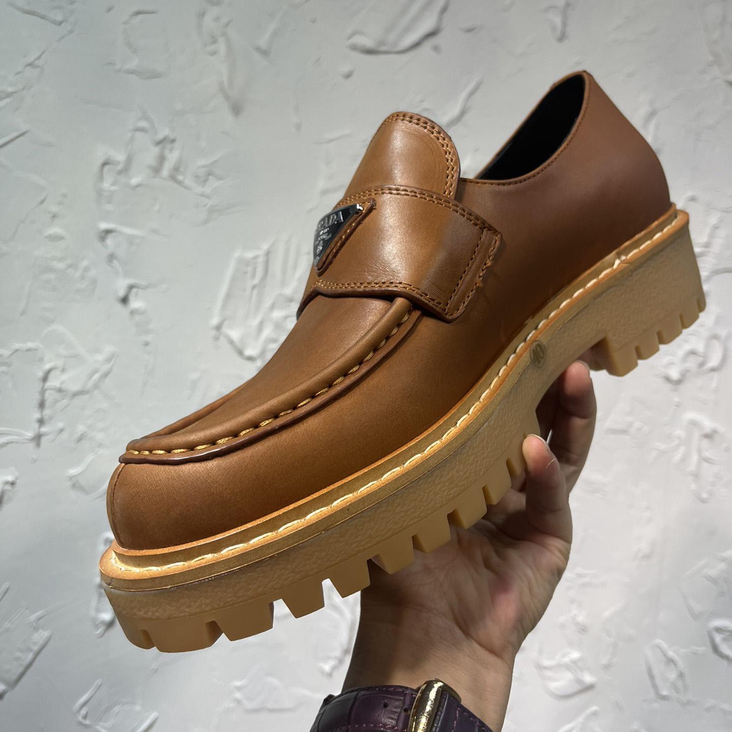 Prada Leather Loafers In Brown - DopestKickz