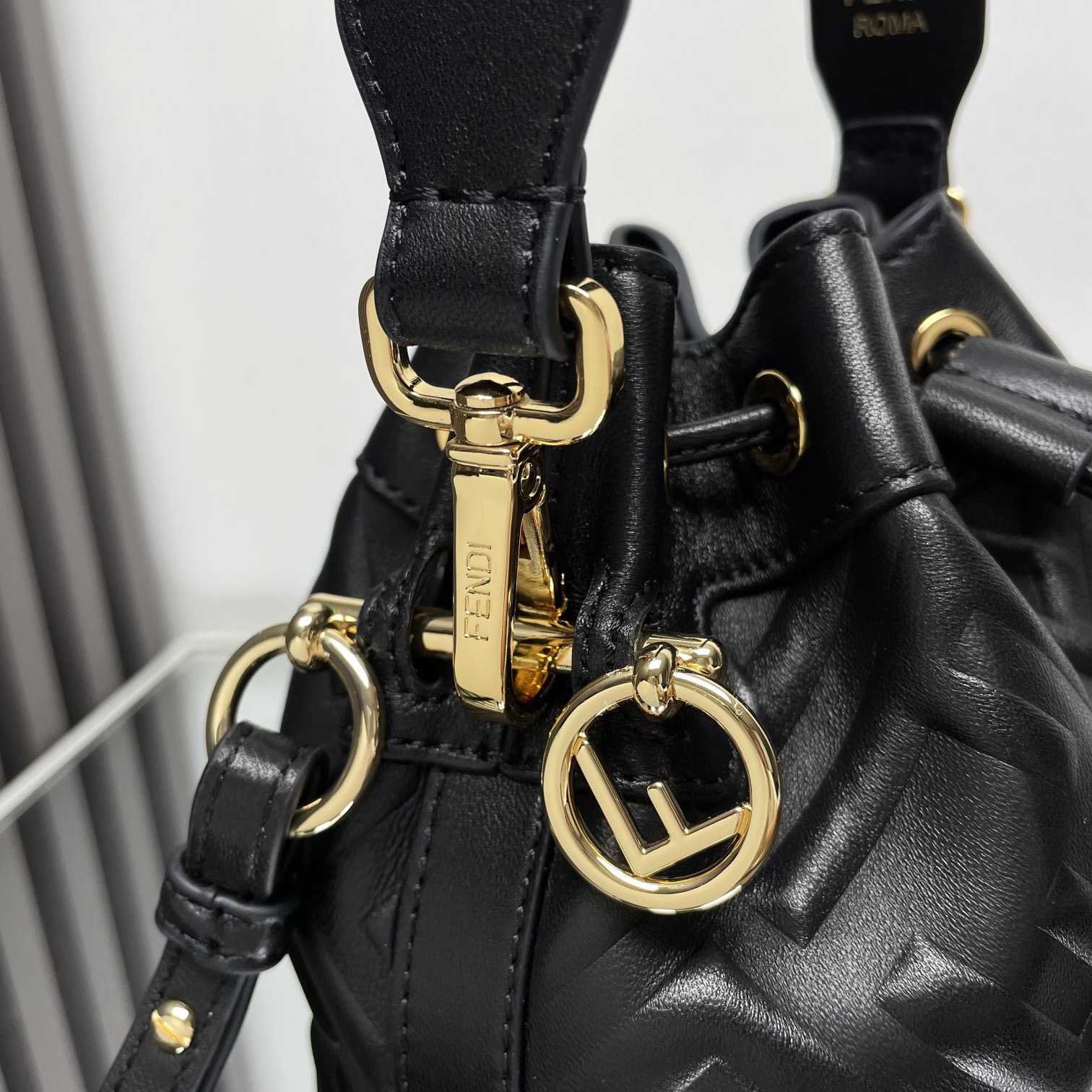 Fendi Mon Tresor Black Leather Mini-bag With FF Motif - DopestKickz