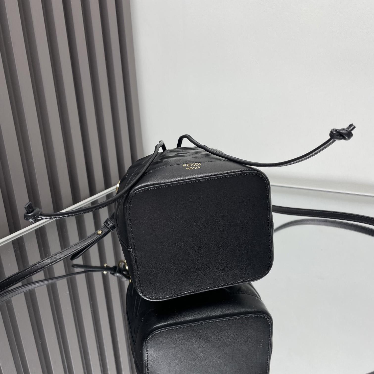 Fendi Mon Tresor Black Leather Mini-bag With FF Motif - DopestKickz