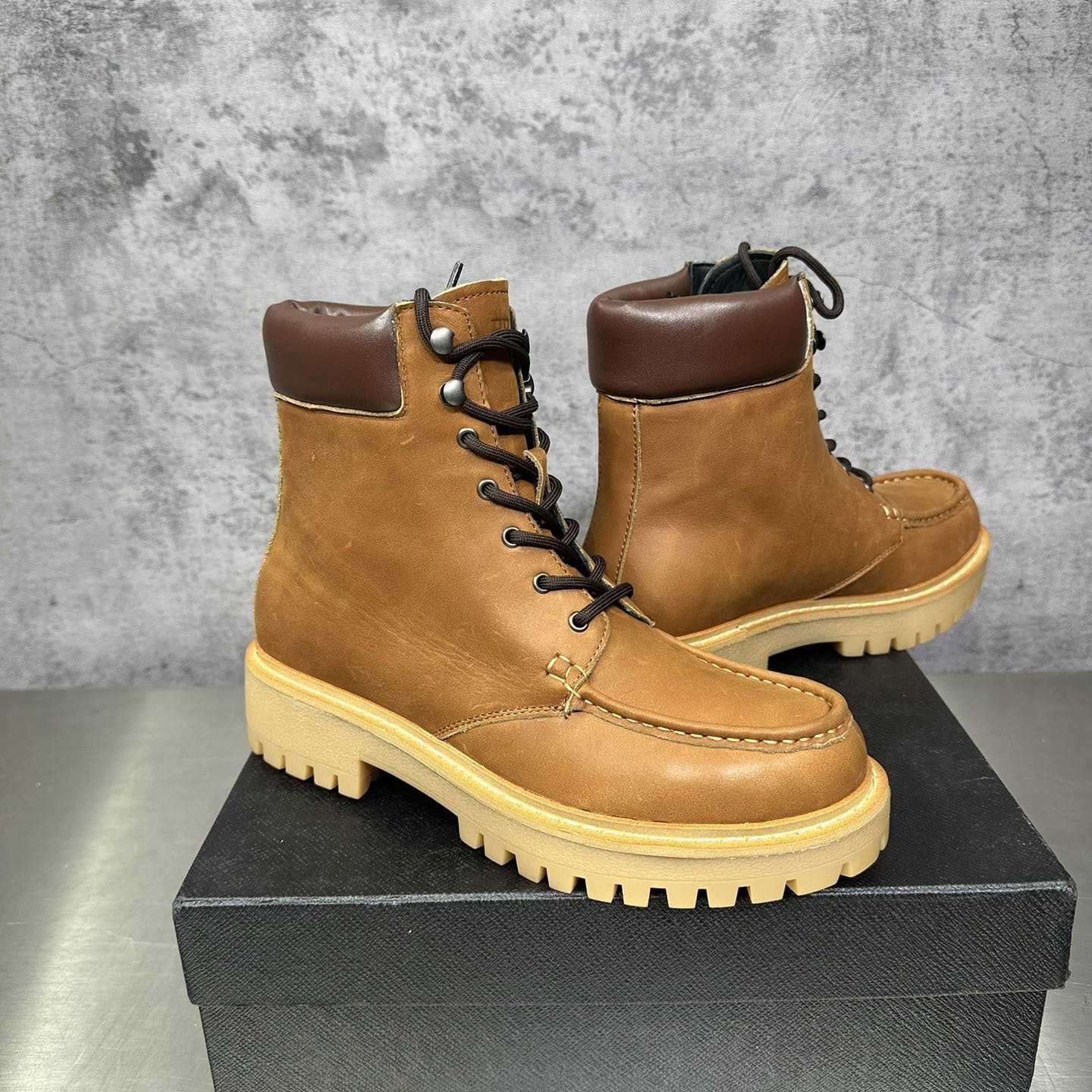 Prada Lug-sole Leather Boots - DopestKickz