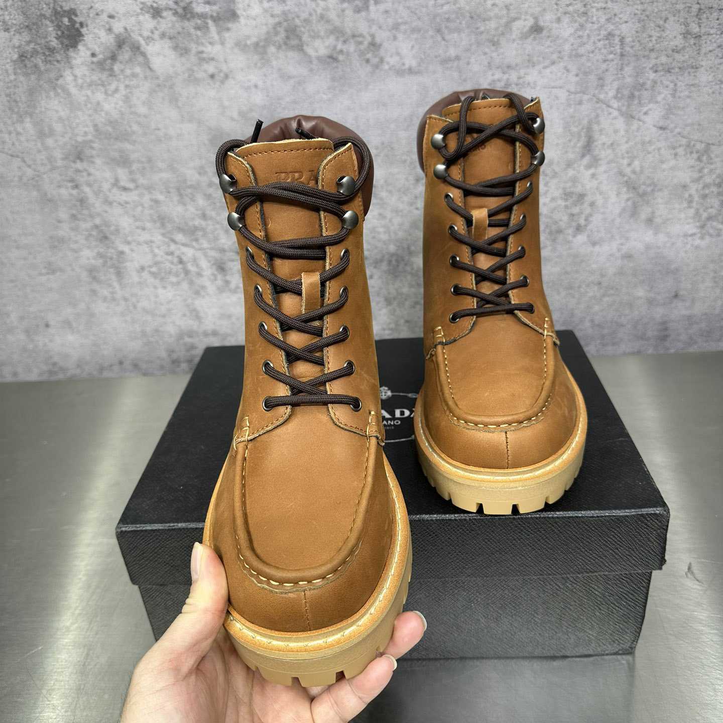 Prada Lug-sole Leather Boots - DopestKickz