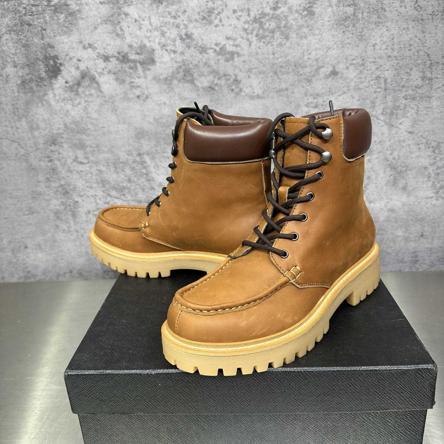 Prada Lug-sole Leather Boots - DopestKickz