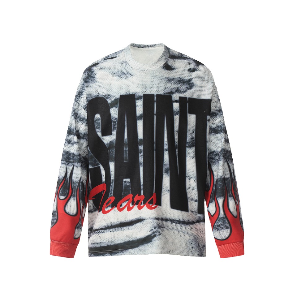 Saint Michael Printed Long Sleeve T-Shirt - DopestKickz
