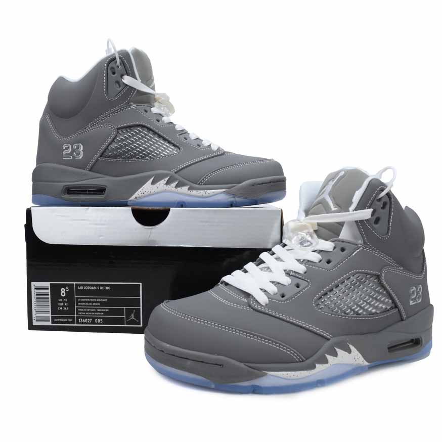 Air Jordan 5 Retro 'Wolf Grey' Sneakers     136027-005  - DopestKickz
