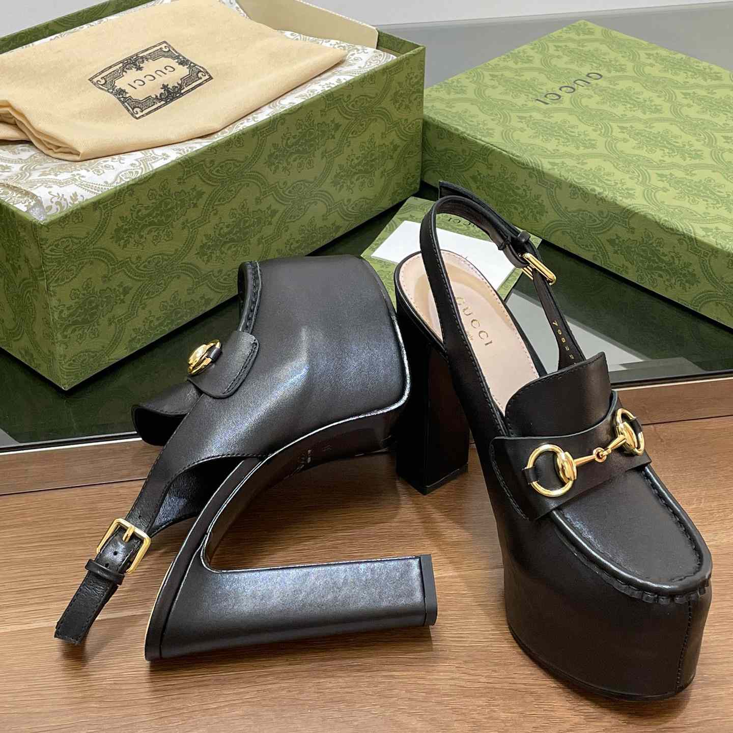 Gucci Women's Horsebit Platform Loafer Slingback - DopestKickz