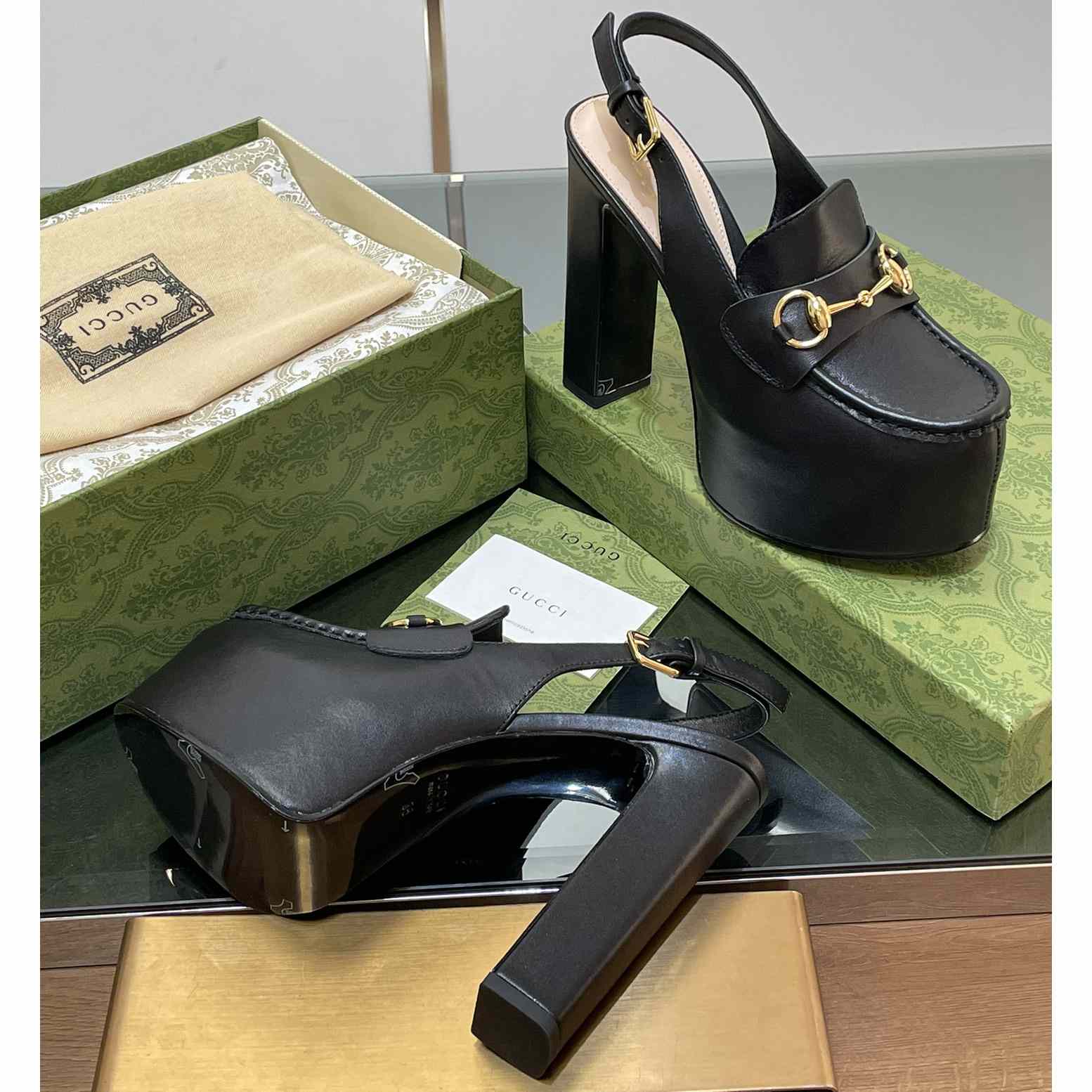 Gucci Women's Horsebit Platform Loafer Slingback - DopestKickz