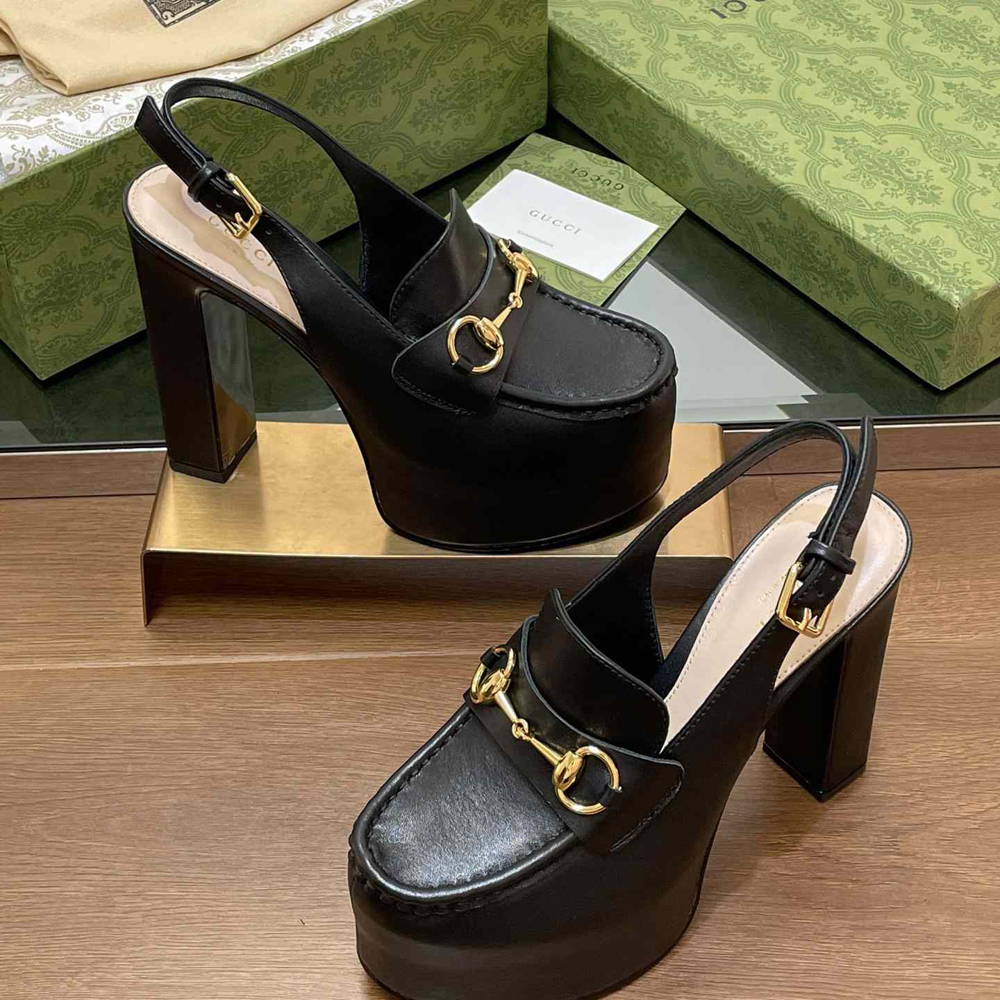 Gucci Women's Horsebit Platform Loafer Slingback - DopestKickz