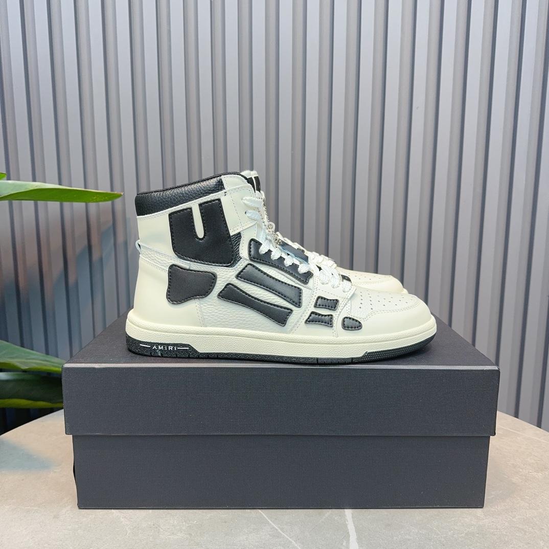 Amiri Leather-Textile High-Top Sneakers - DopestKickz