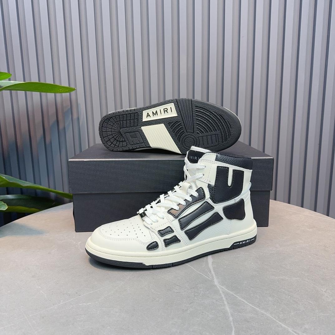 Amiri Leather-Textile High-Top Sneakers - DopestKickz