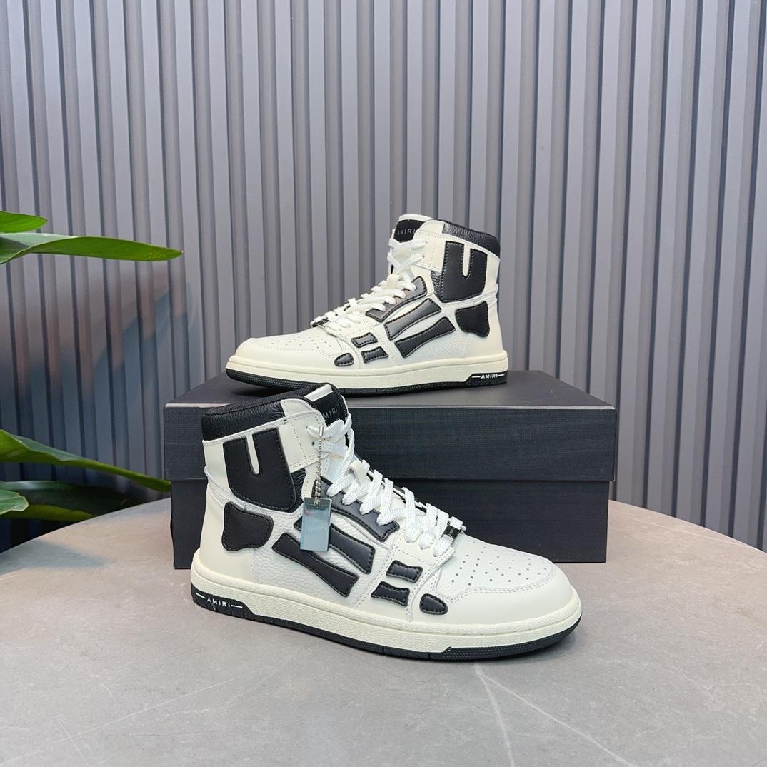 Amiri Leather-Textile High-Top Sneakers - DopestKickz