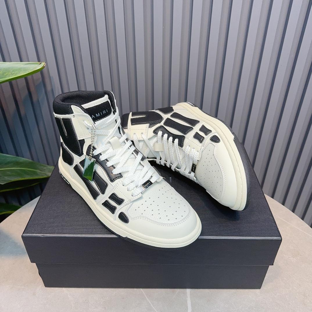 Amiri Leather-Textile High-Top Sneakers - DopestKickz
