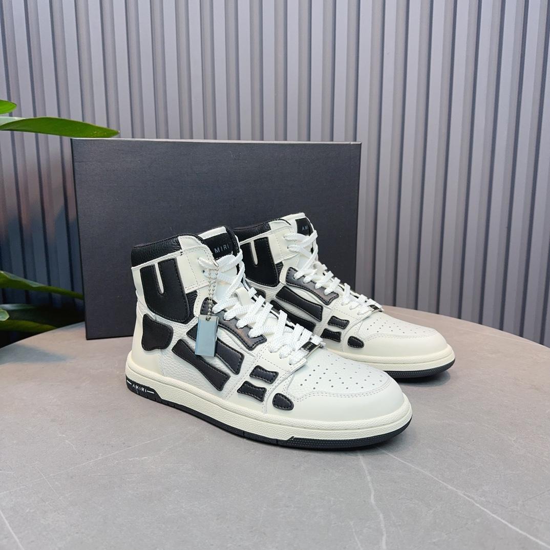 Amiri Leather-Textile High-Top Sneakers - DopestKickz