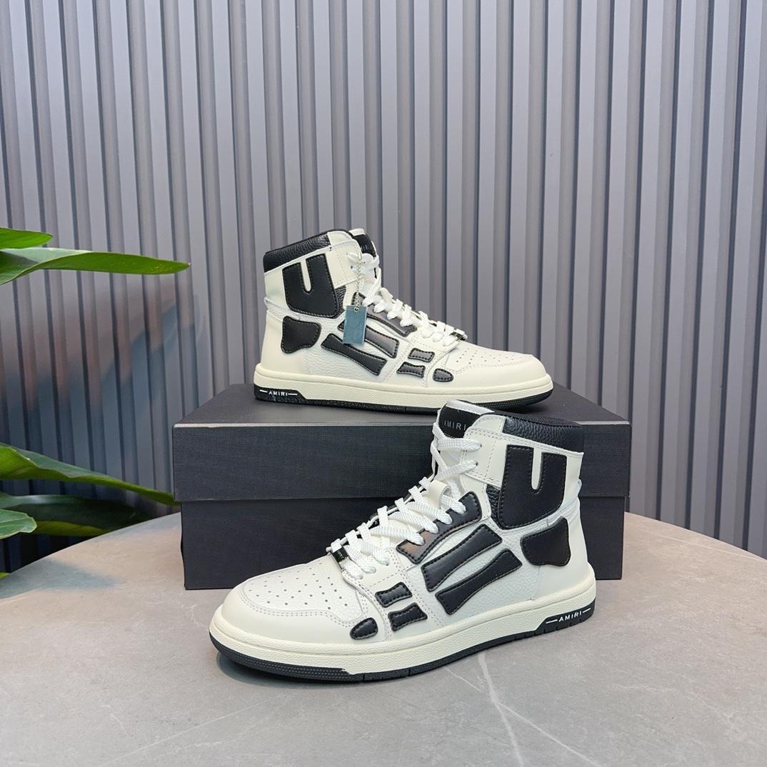 Amiri Leather-Textile High-Top Sneakers - DopestKickz