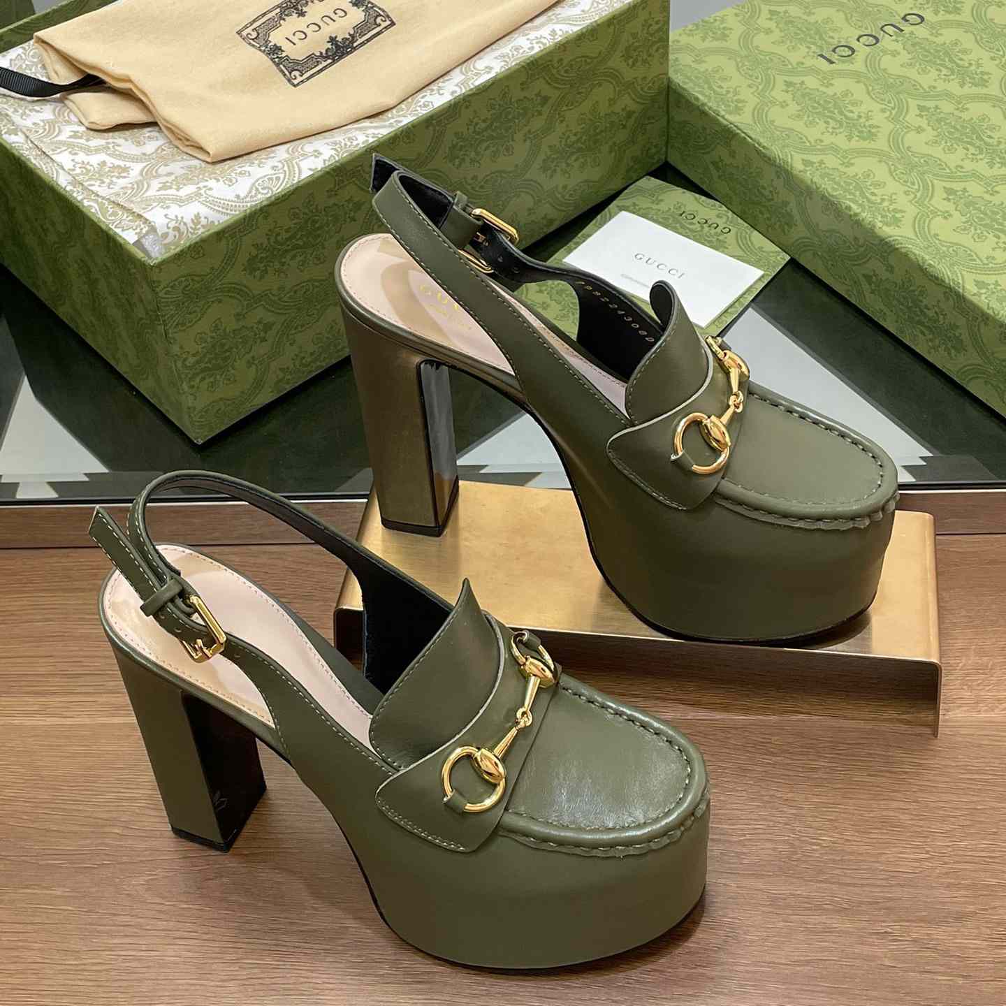 Gucci Women's Horsebit Platform Loafer Slingback - DopestKickz