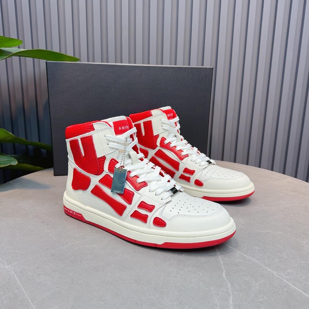 Amiri Leather-Textile High-Top Sneakers - DopestKickz