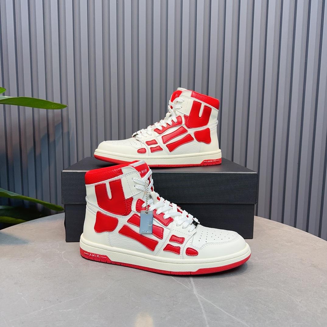 Amiri Leather-Textile High-Top Sneakers - DopestKickz