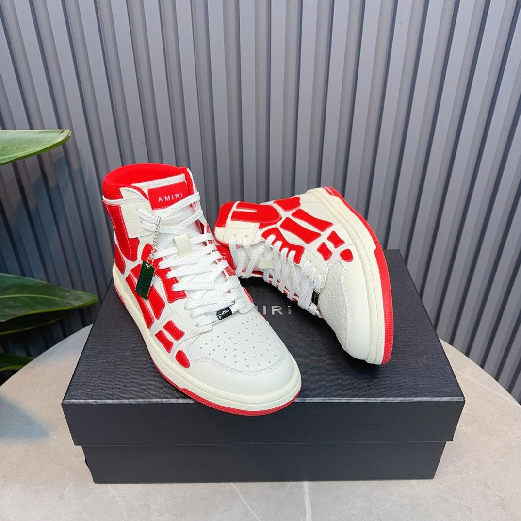 Amiri Leather-Textile High-Top Sneakers - DopestKickz