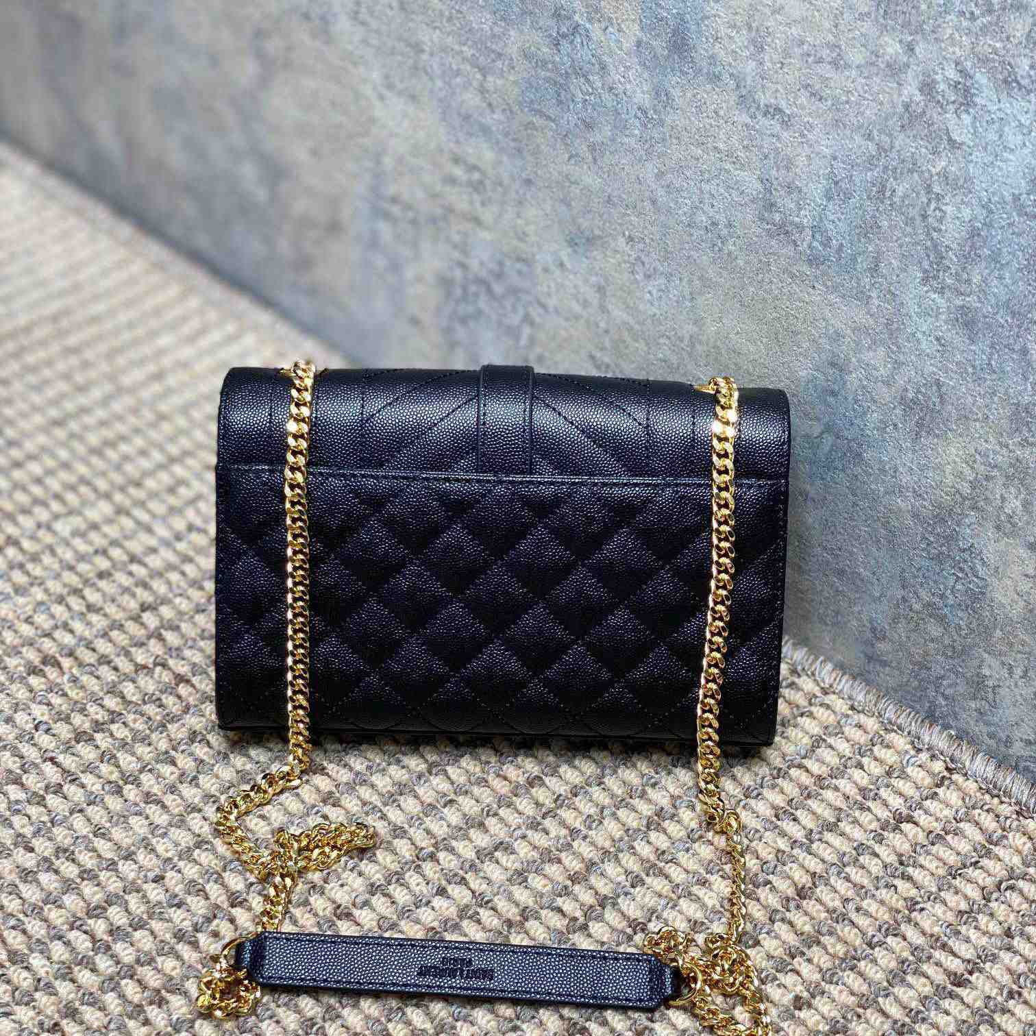 Saint Laurent Envelope Small In Quilted Grain De Poudre Embossed Leather - DopestKickz