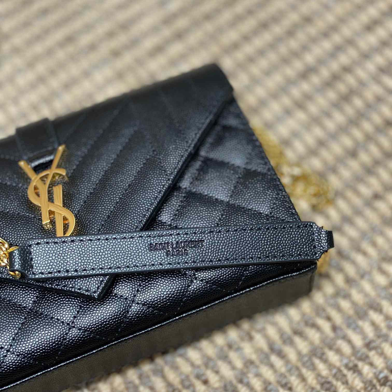 Saint Laurent Envelope Small In Quilted Grain De Poudre Embossed Leather - DopestKickz