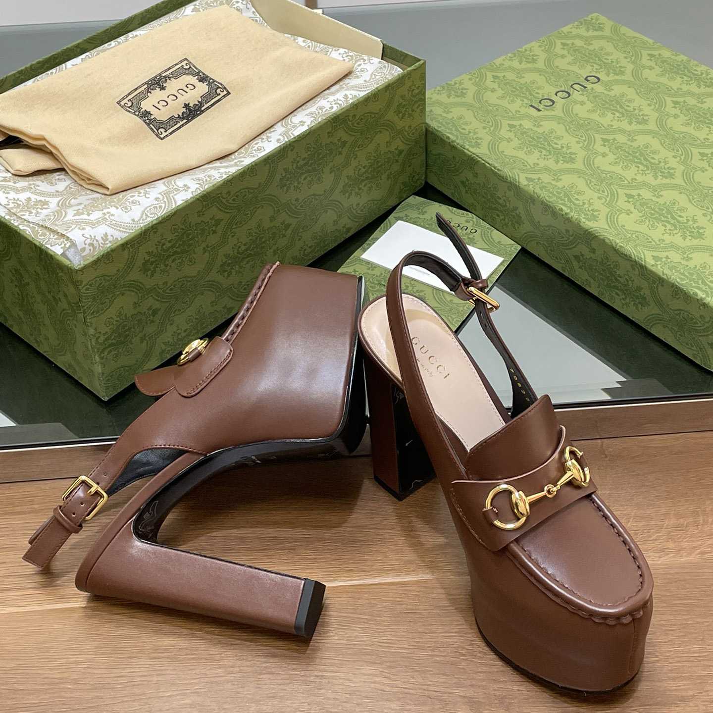 Gucci Women's Horsebit Platform Loafer Slingback - DopestKickz