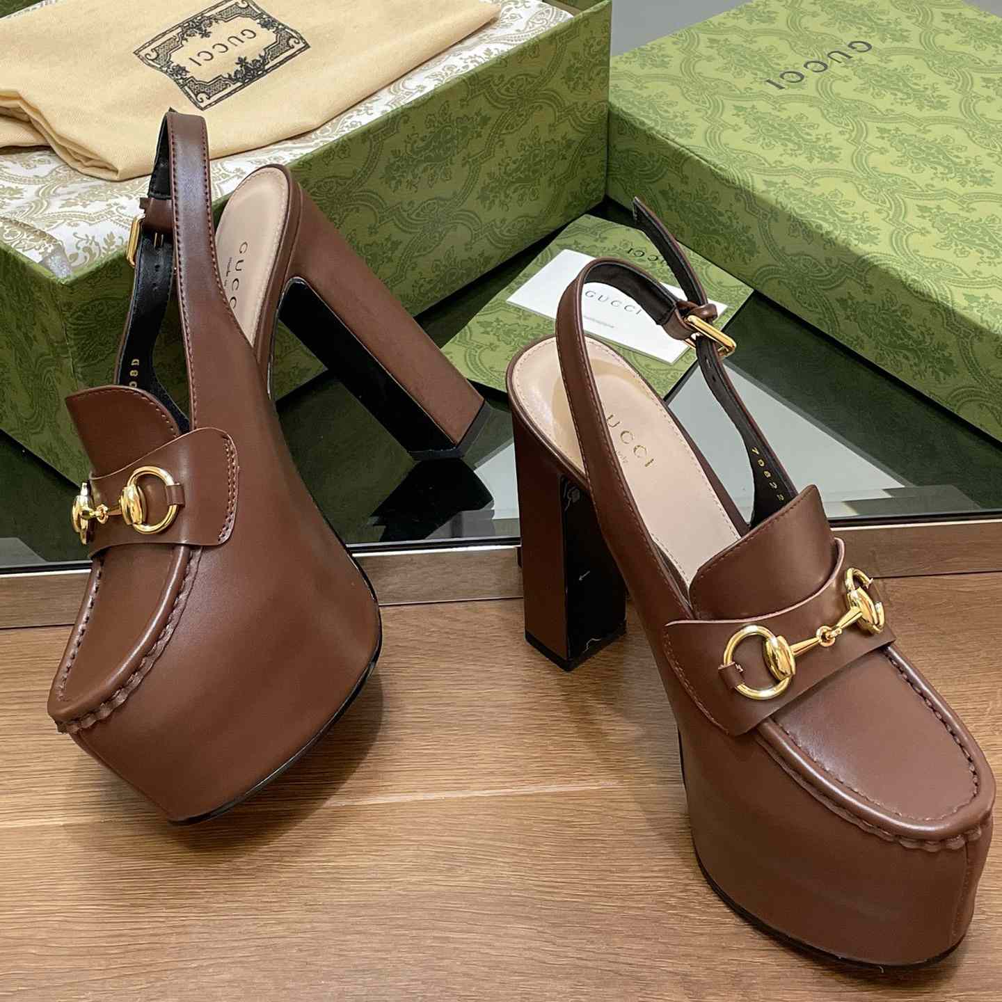 Gucci Women's Horsebit Platform Loafer Slingback - DopestKickz