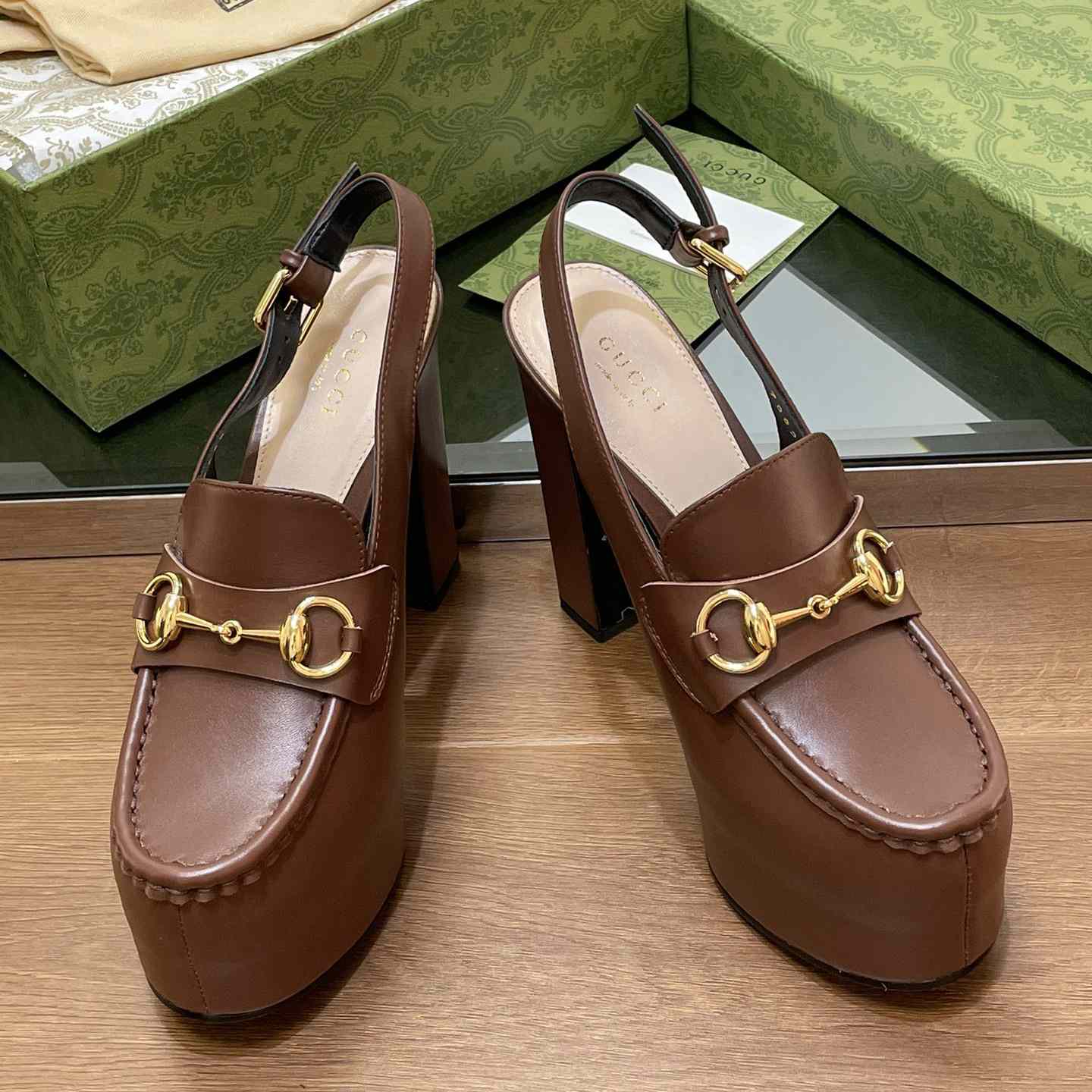 Gucci Women's Horsebit Platform Loafer Slingback - DopestKickz