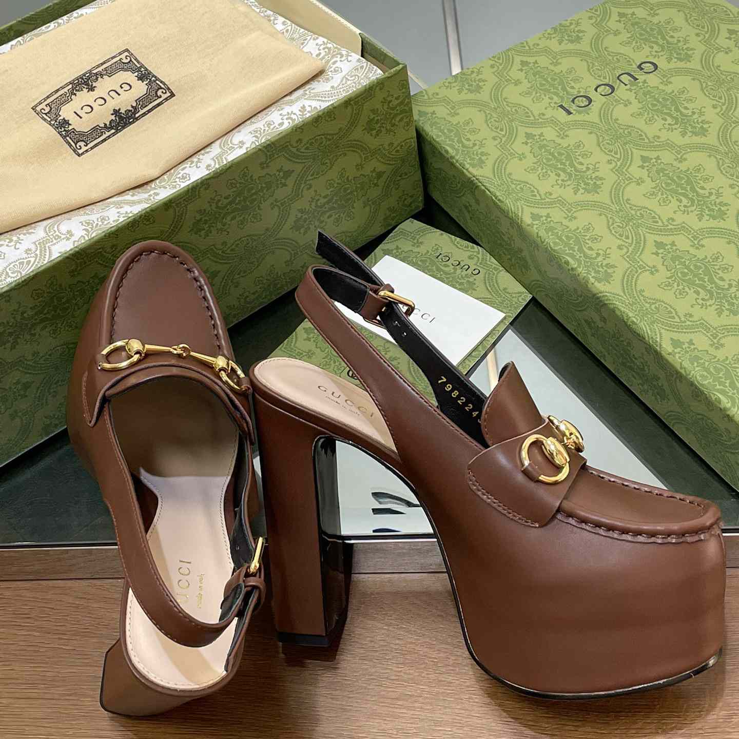 Gucci Women's Horsebit Platform Loafer Slingback - DopestKickz