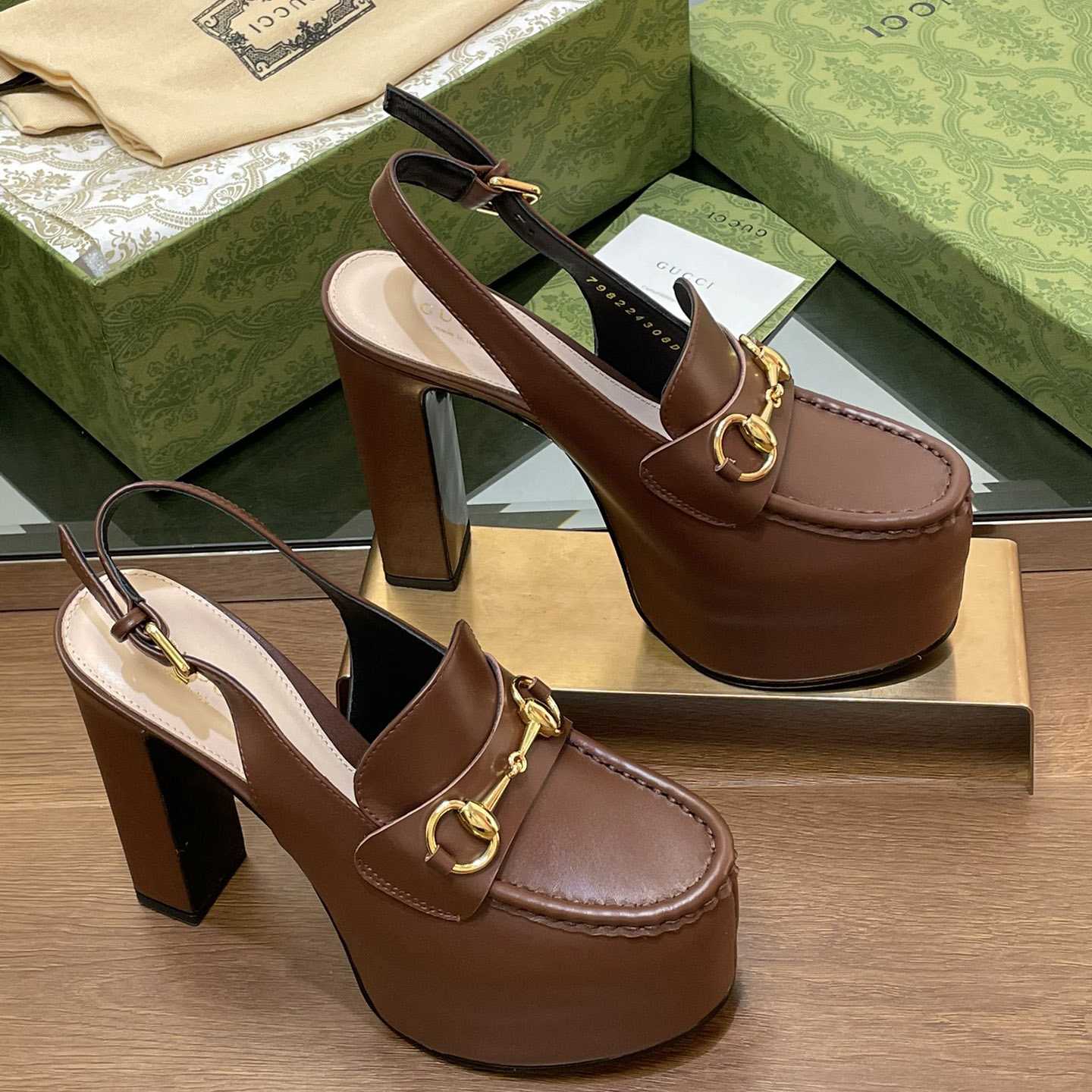 Gucci Women's Horsebit Platform Loafer Slingback - DopestKickz