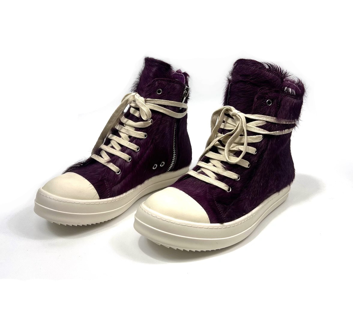 Rick Owens Purple Fur Sneakers - DopestKickz