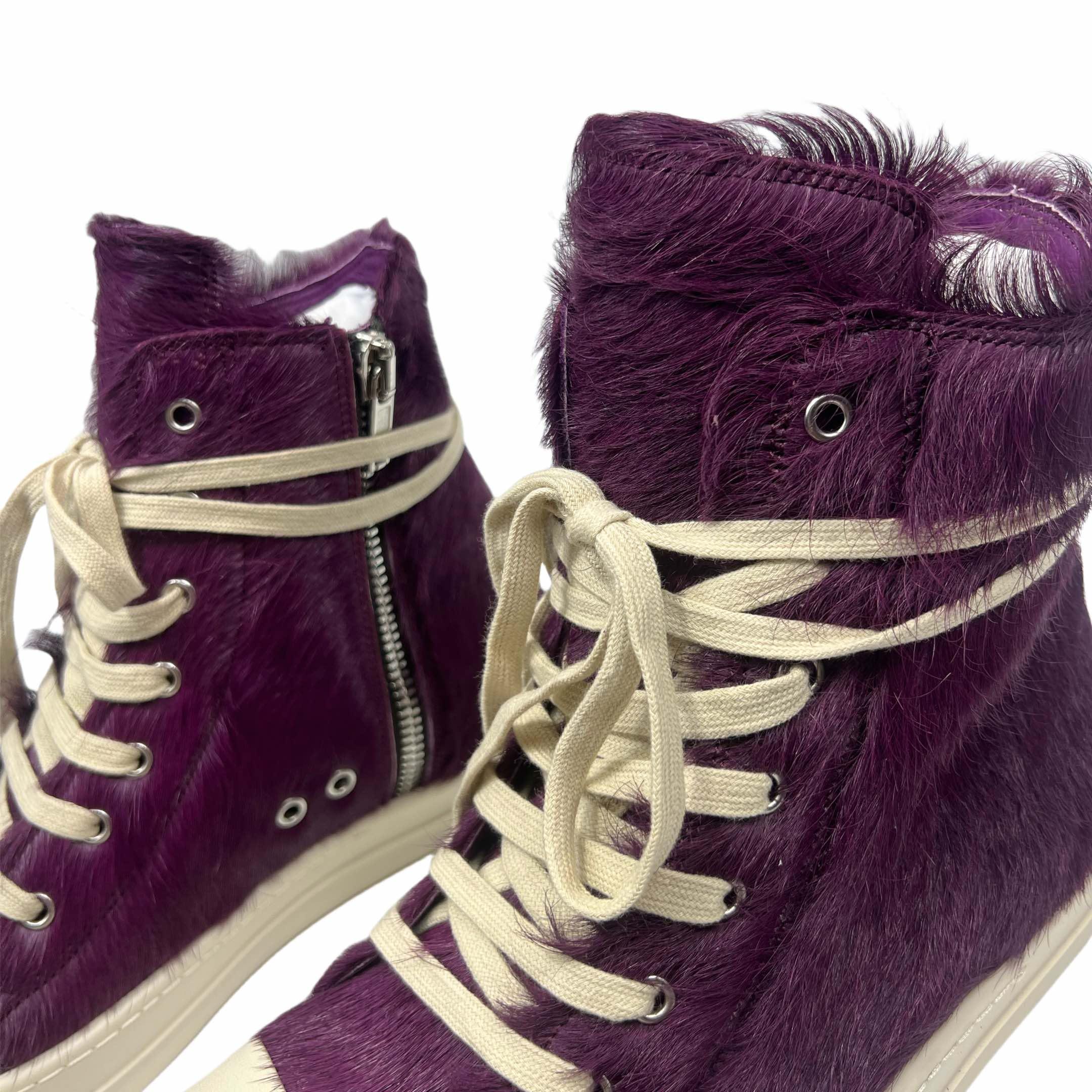 Rick Owens Purple Fur Sneakers - DopestKickz