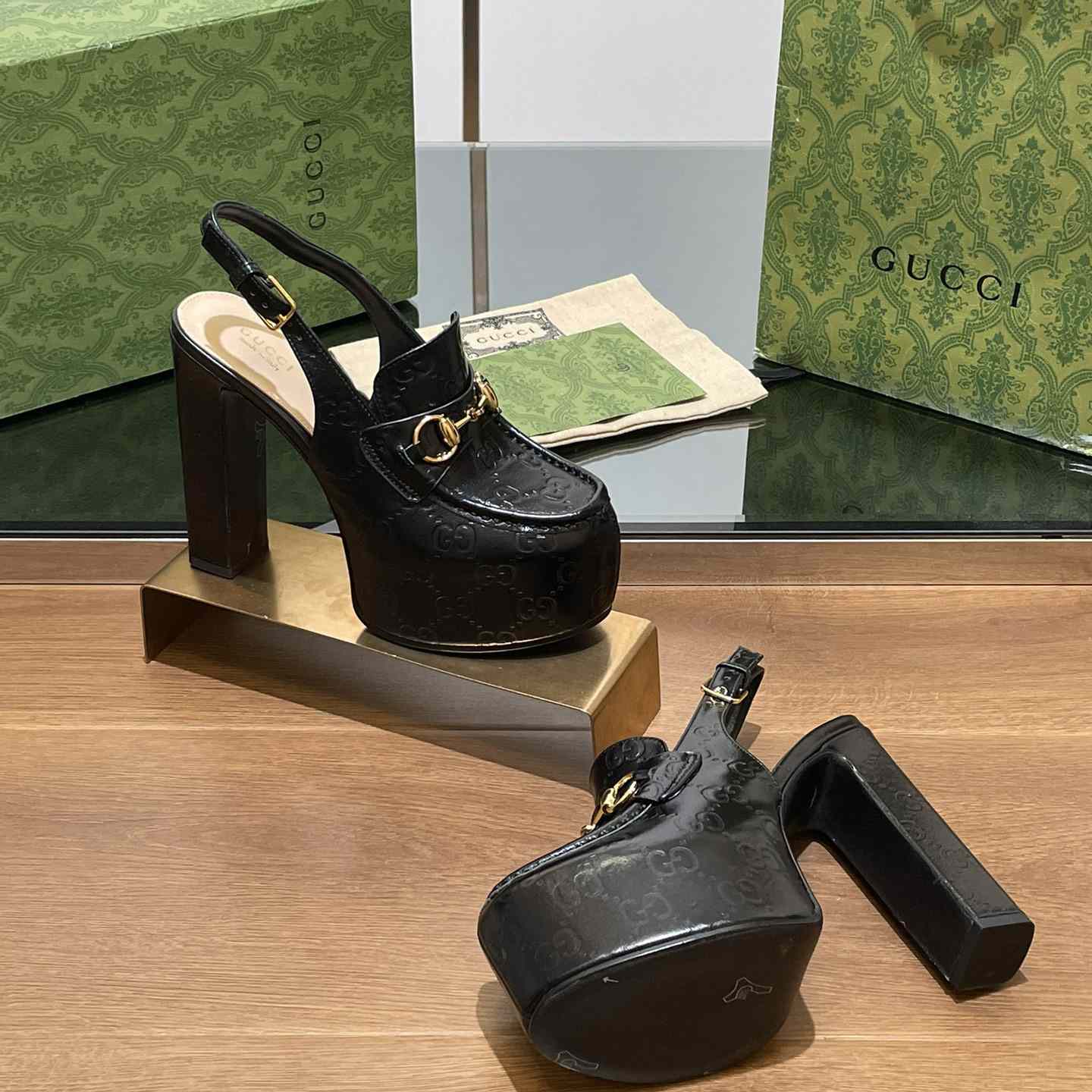 Gucci Women's Horsebit Platform Loafer Slingback - DopestKickz