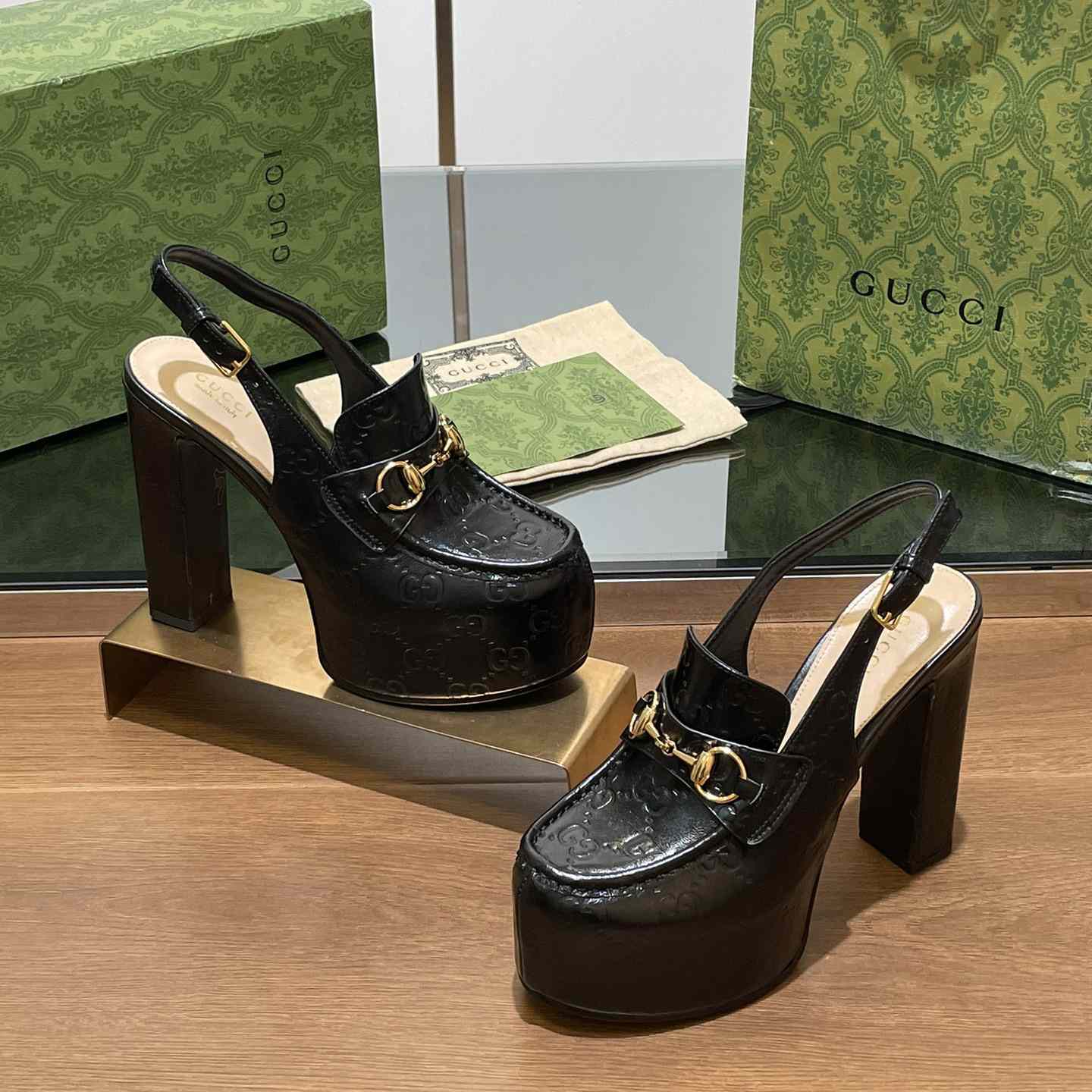 Gucci Women's Horsebit Platform Loafer Slingback - DopestKickz