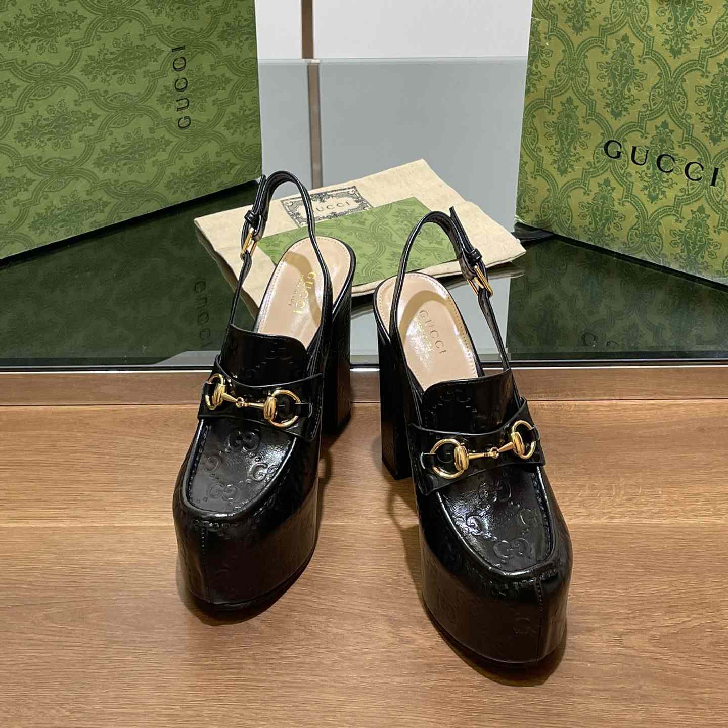 Gucci Women's Horsebit Platform Loafer Slingback - DopestKickz