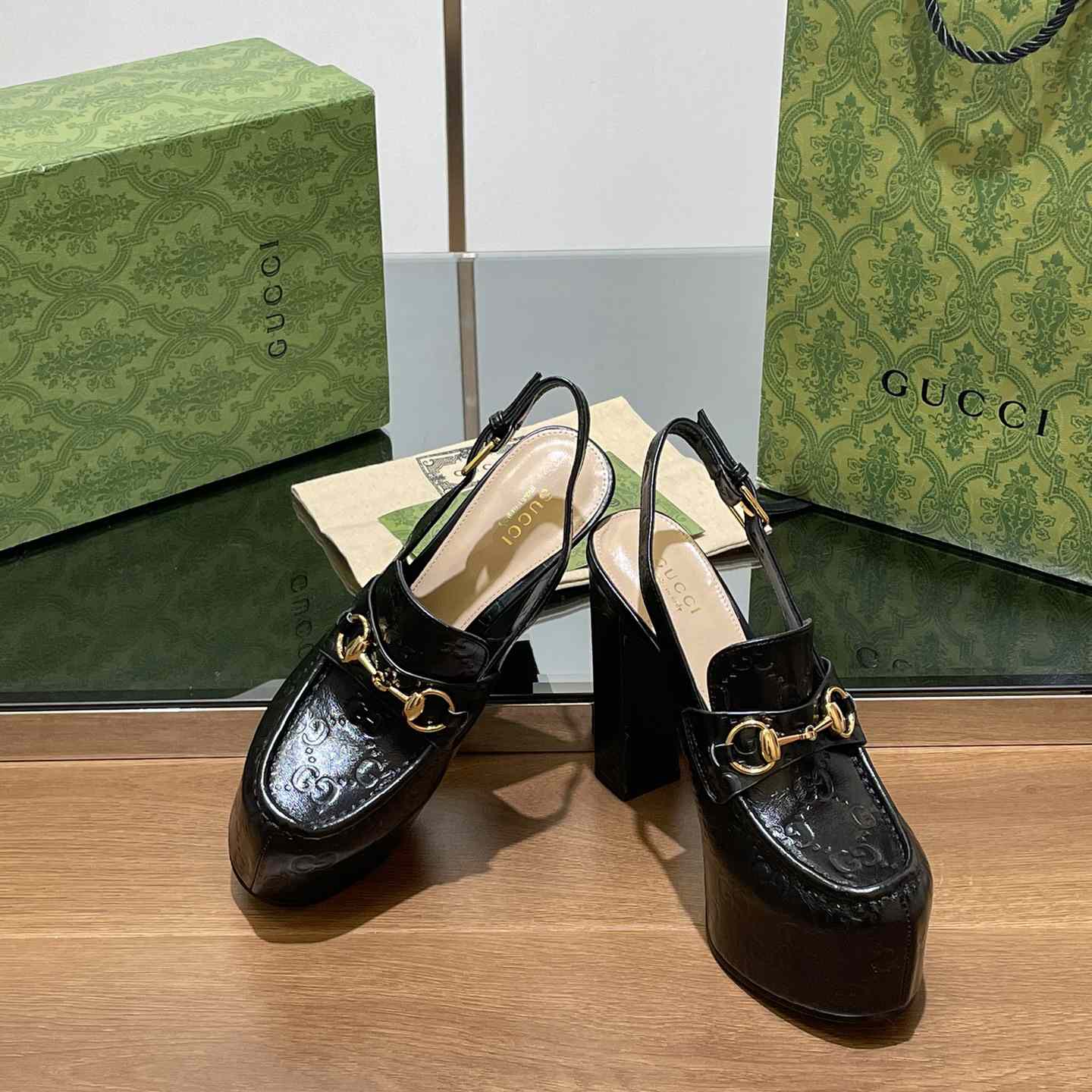 Gucci Women's Horsebit Platform Loafer Slingback - DopestKickz