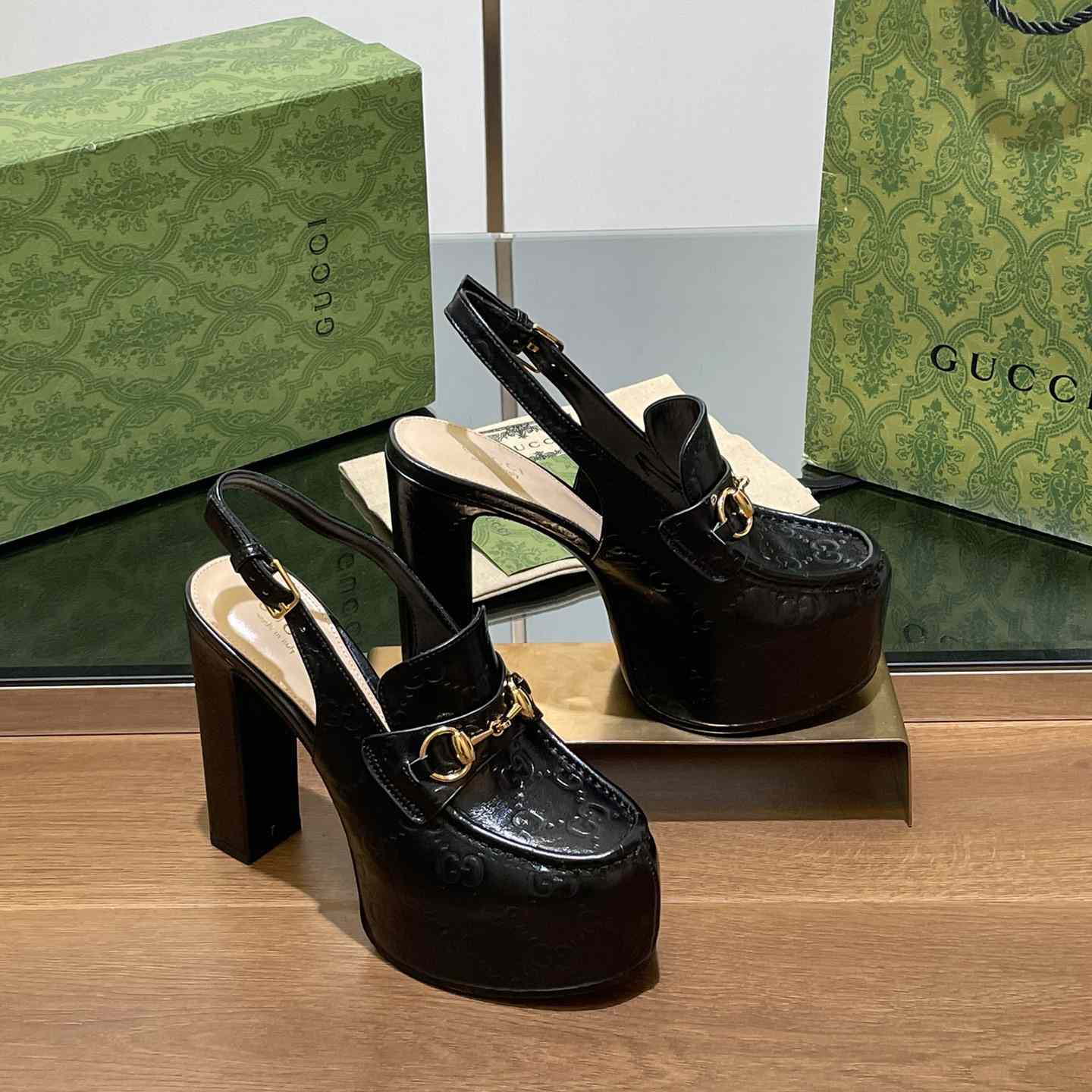 Gucci Women's Horsebit Platform Loafer Slingback - DopestKickz