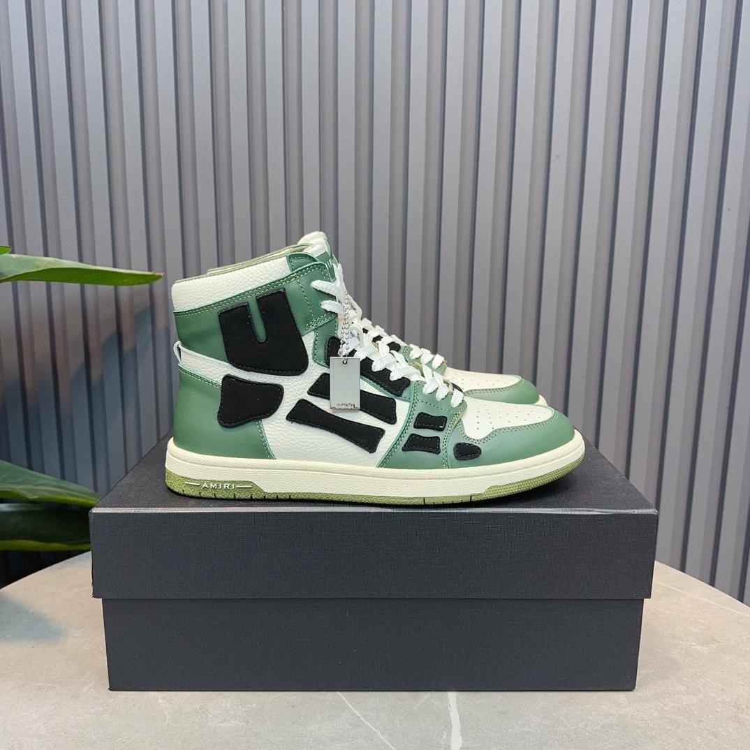 Amiri Leather-Textile High-Top Sneakers - DopestKickz