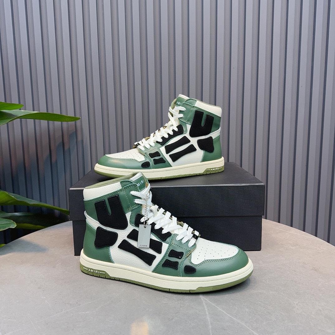 Amiri Leather-Textile High-Top Sneakers - DopestKickz