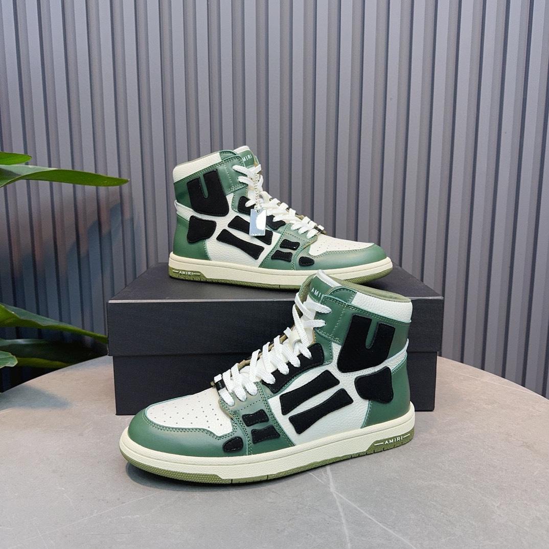 Amiri Leather-Textile High-Top Sneakers - DopestKickz