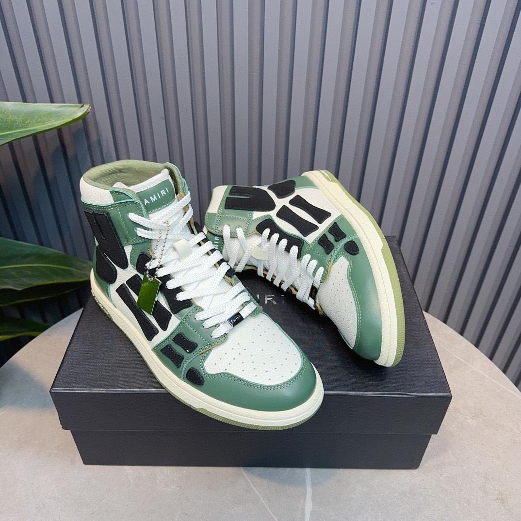 Amiri Leather-Textile High-Top Sneakers - DopestKickz