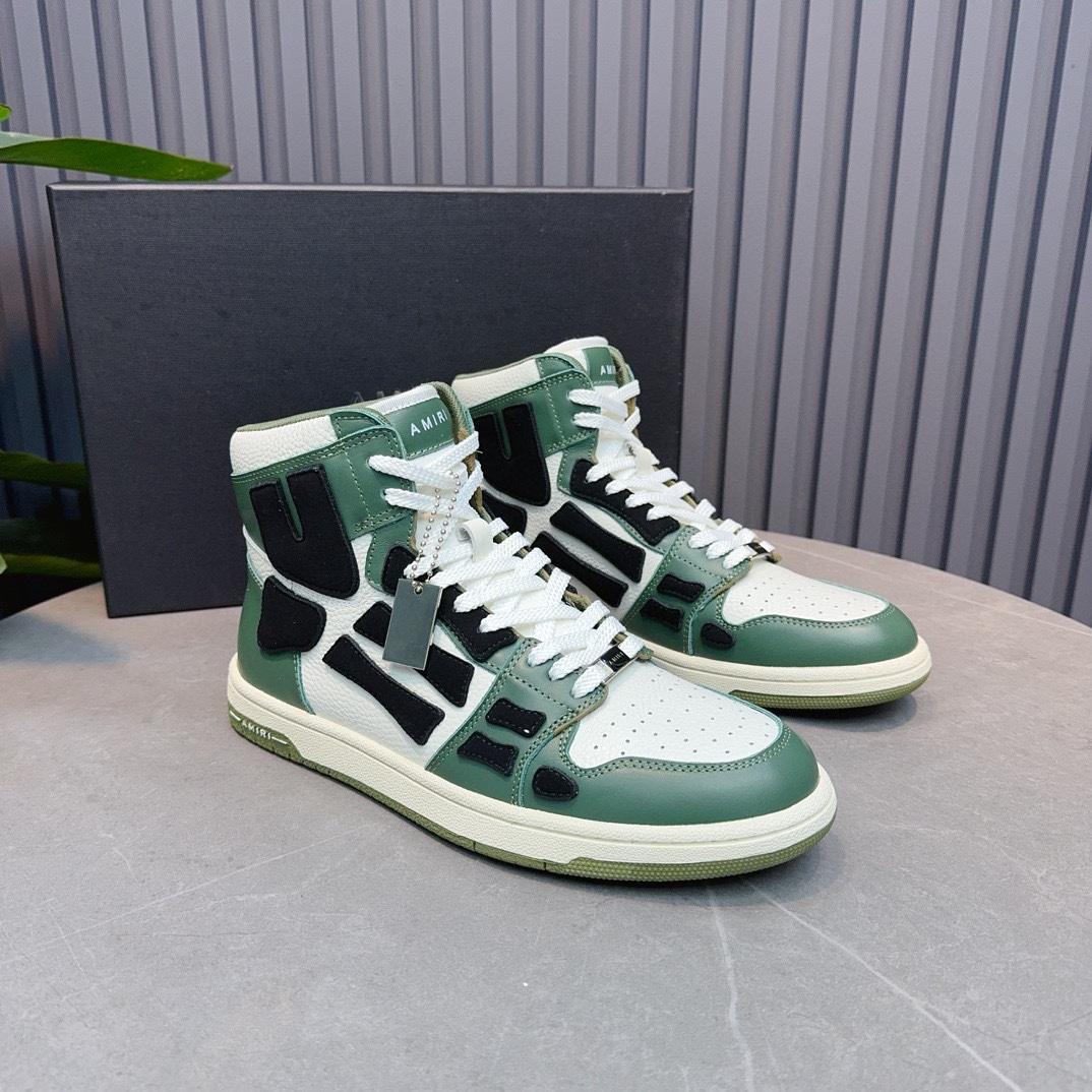 Amiri Leather-Textile High-Top Sneakers - DopestKickz