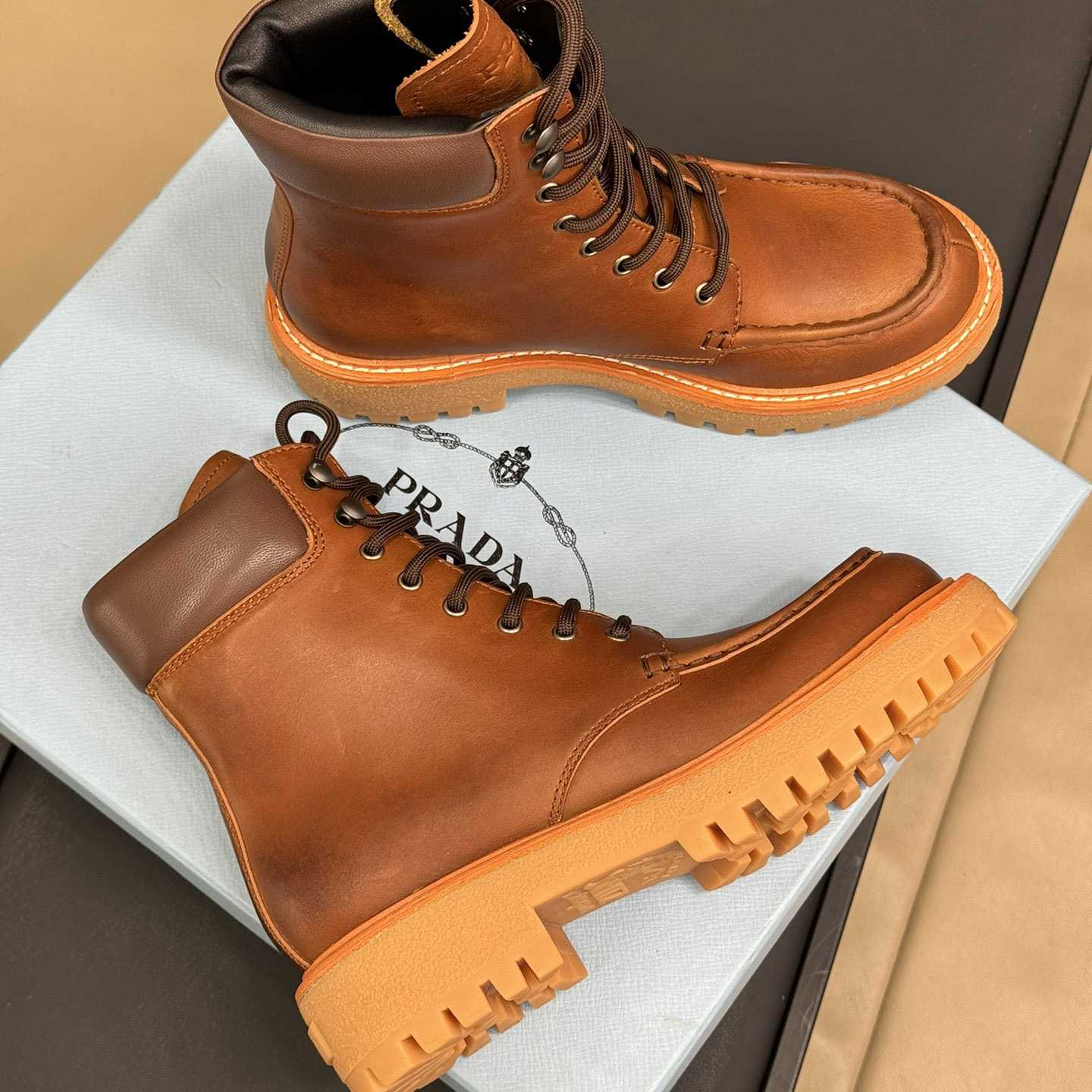 Prada Lug-sole Leather Boots - DopestKickz