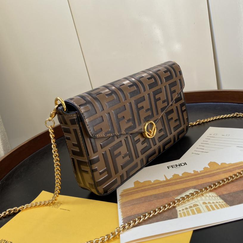 Fendi Envelope Clutch on Chain Zucca Embossed Leather （ 21-12-3.5cm ） - DopestKickz