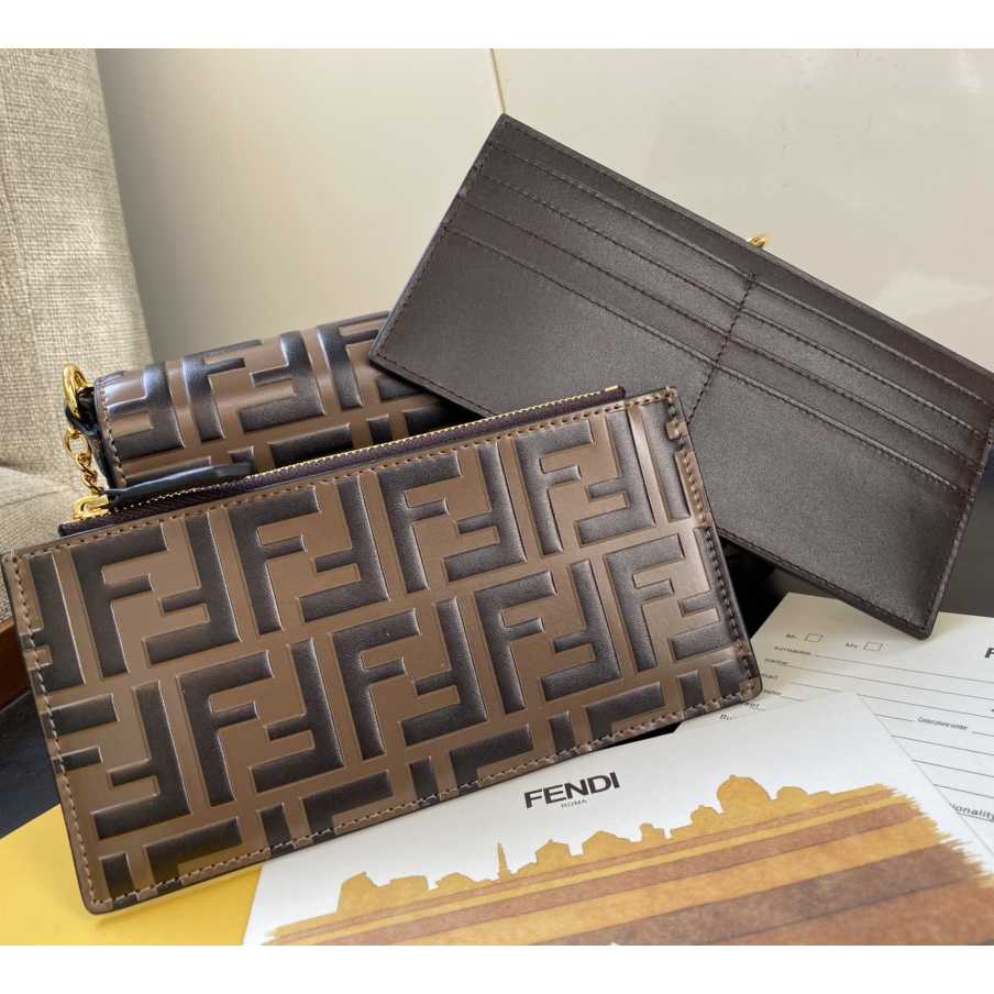 Fendi Envelope Clutch on Chain Zucca Embossed Leather （ 21-12-3.5cm ） - DopestKickz