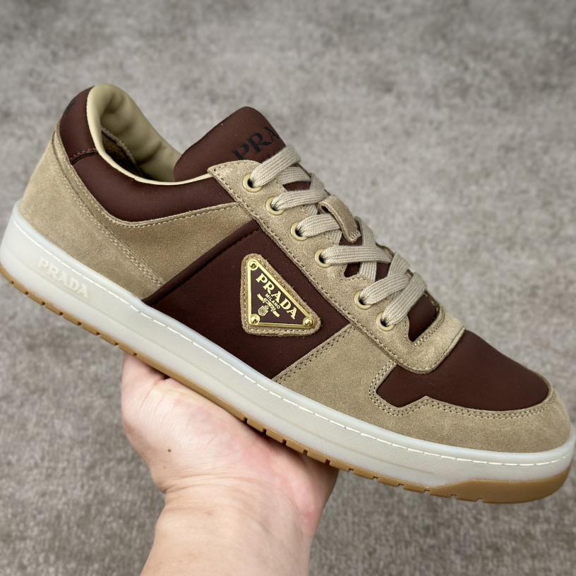 Prada Downtown Suede And Re-Nylon Sneakers - DopestKickz